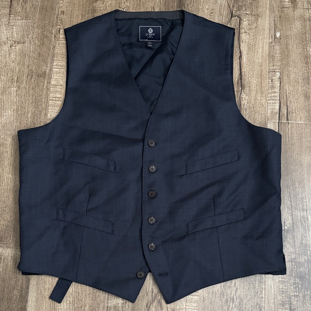J. Crew Thompson Navy Blue Worsted Wool Suit Vest